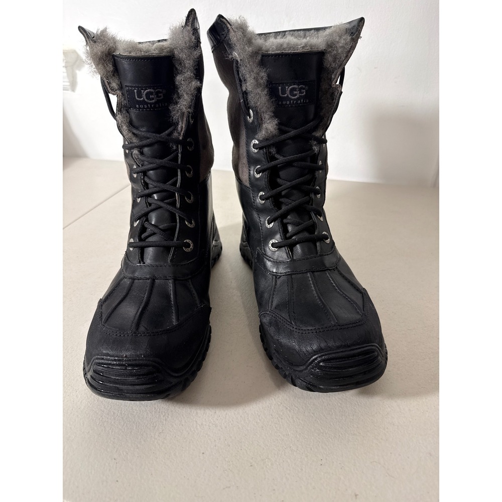 UGG Adirondack II Black Leather Suede Waterproof Winter Snow Boots Women Sz9.5